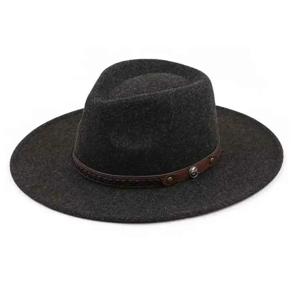 C. C. wide brim felt hat black with brown band